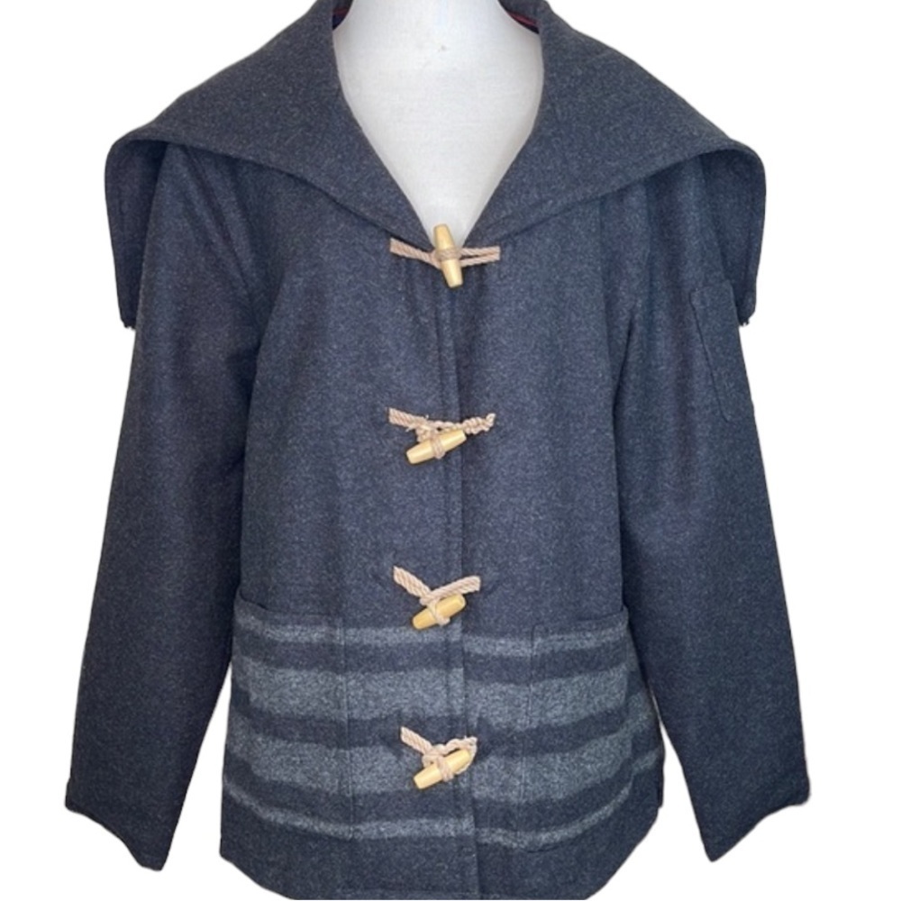 Tommy Hilfiger Wool Blend Coat Hooded Toggle Rope Closure - Picture 17 of 17